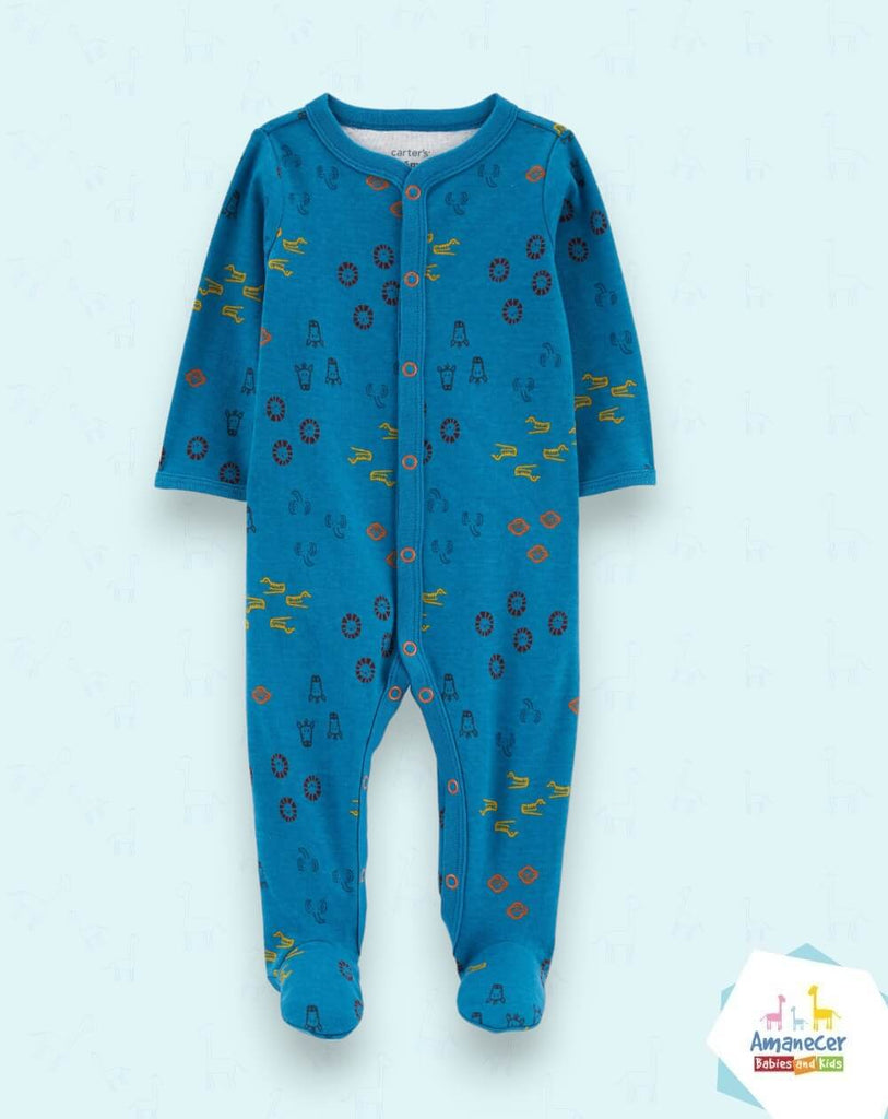 Pijama Entera Azul de Broche