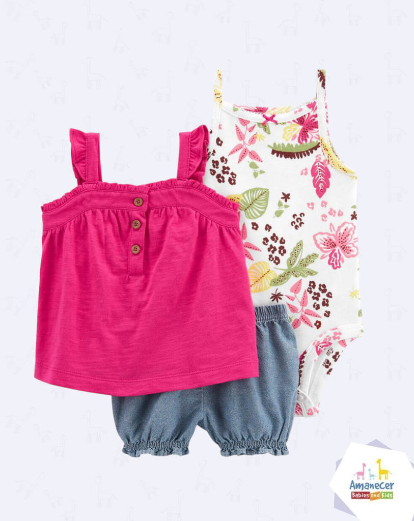 Set 3 piezas Fucsia Floral